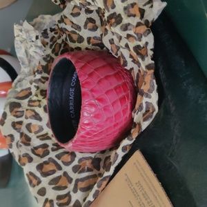 Leather bracelet real Python leather red made in USA